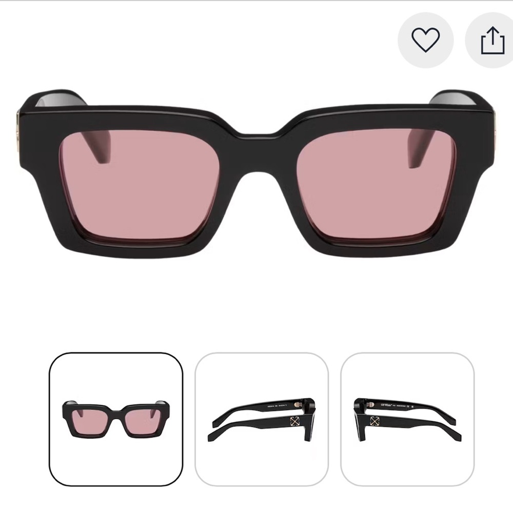 OFF-WHITE Virgil Square Frame Sunglasses - Black with red Lenses